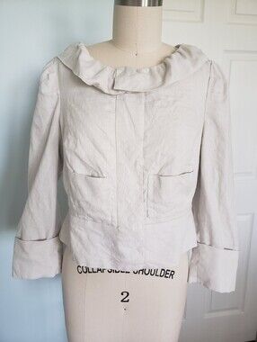 Charming Off White Linen Jacket 3/ Sleeves, 6